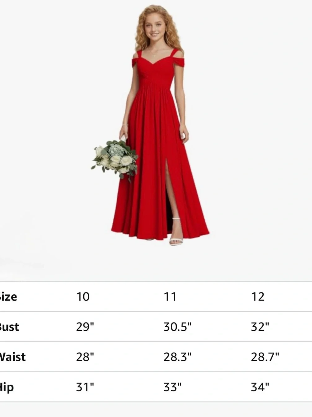 Red Off-Shoulder Evening Dress with Side Slit